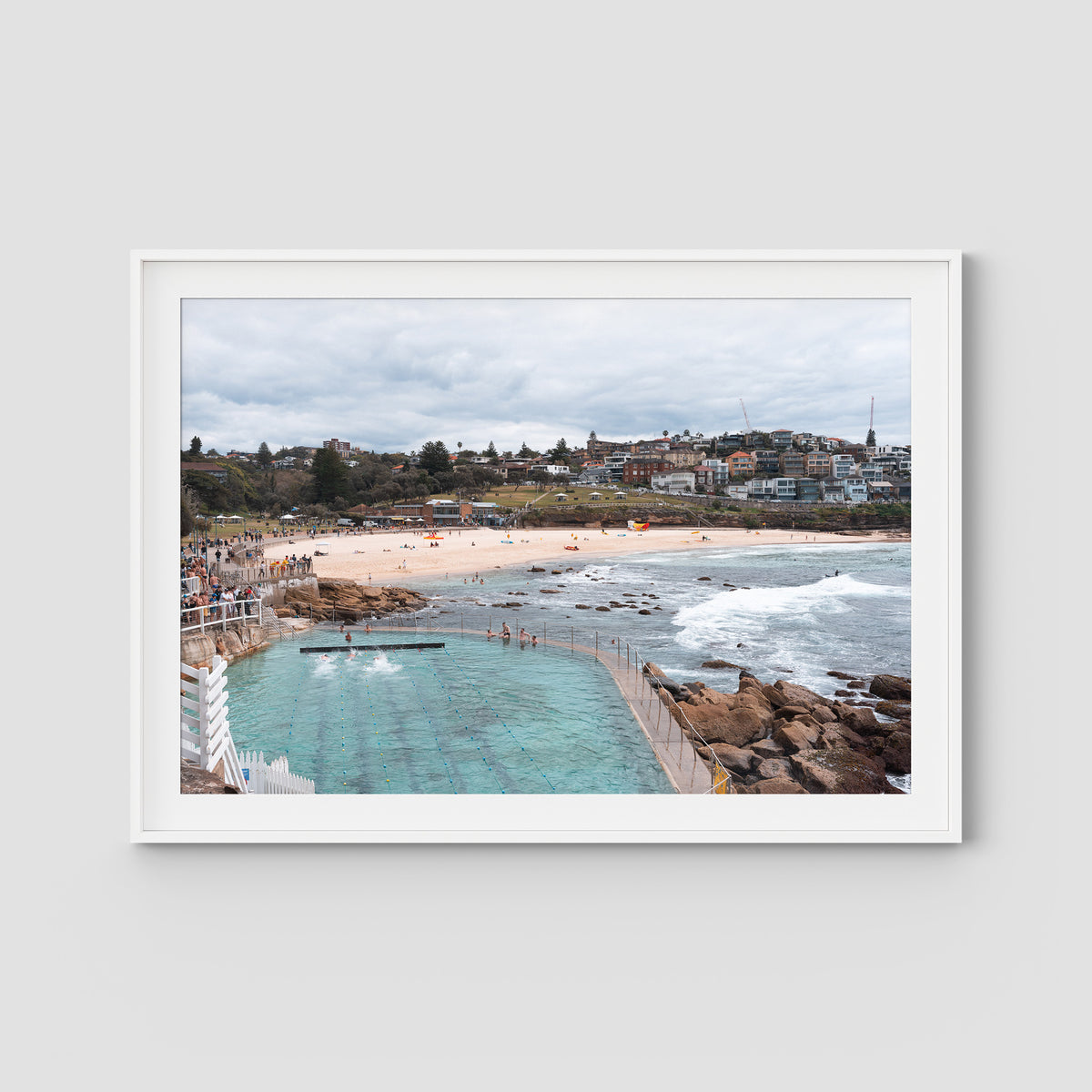Bronte Baths - Sydney - Art Print - Traditional Frame - White - Landscape