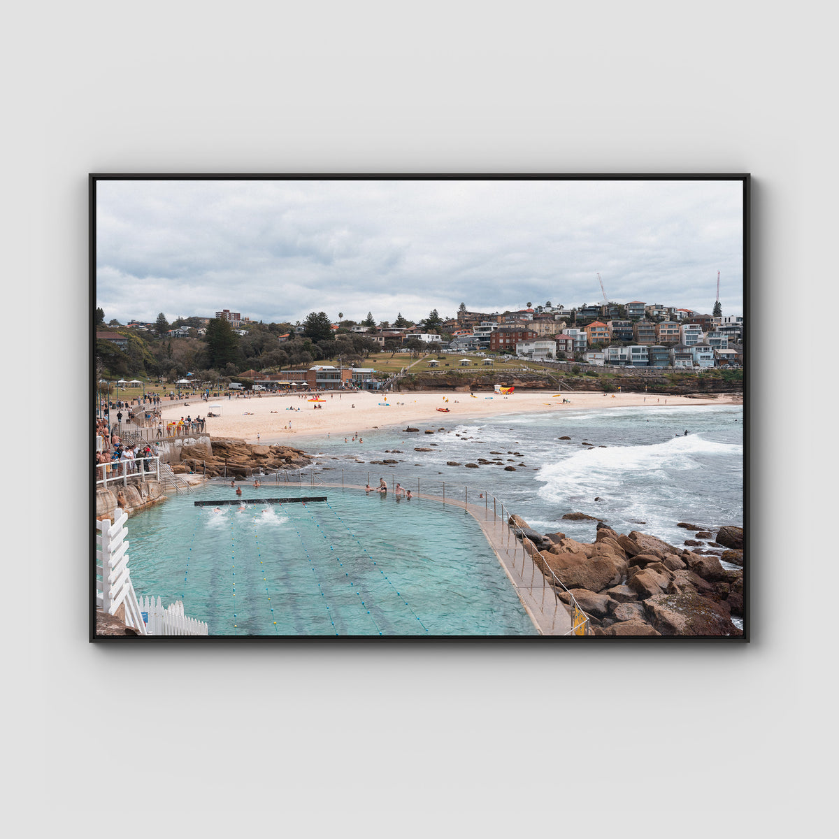 Bronte Baths - Sydney - Art Print - Float Frame Canvas - Black - Landscape