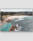 Bronte Baths Aerial ii - Sydney - Art Print - Float Frame Canvas - White - Landscape