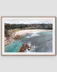 Bronte Baths Aerial ii - Sydney - Art Print - Traditional Frame - Raw Oak - Landscape