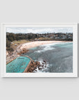 Bronte Baths Aerial ii - Sydney - Art Print - Traditional Frame - White - Landscape