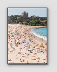 Coogee Beach – Summer in Motion Aerial Print - Float Frame Canvas - Raw Oak - Portrait