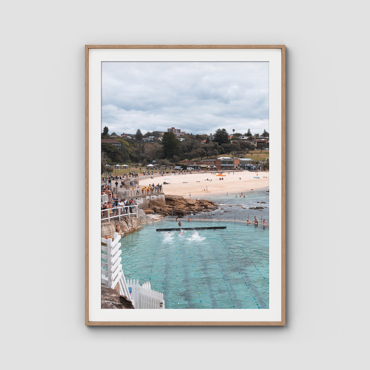 Bronte Baths - Sydney - Art Print - Traditional Frame - Raw Oak - Portrait