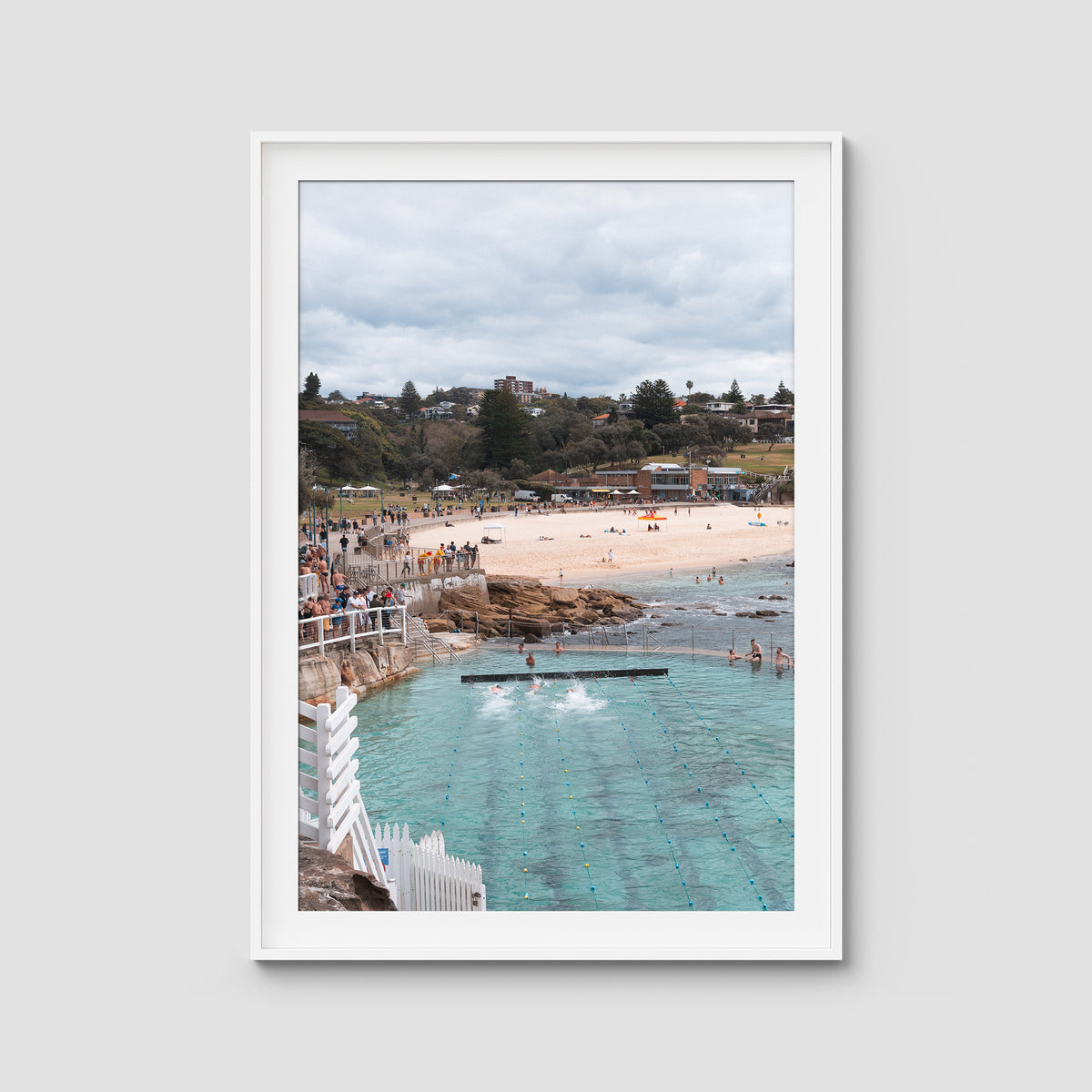 Bronte Baths - Sydney - Art Print - Traditional Frame - White - Portrait