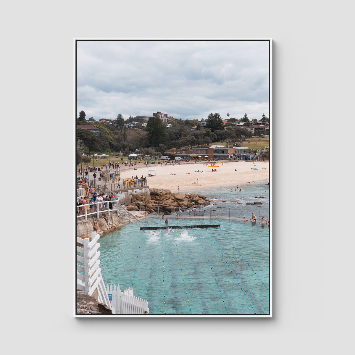 Bronte Baths - Sydney - Art Print - Float Frame Canvas - White - Portrait
