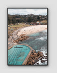 Bronte Baths Aerial ii - Sydney - Art Print - Float Frame Canvas - Black - Portrait