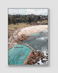 Bronte Baths Aerial ii - Sydney - Art Print - Float Frame Canvas - White - Portrait