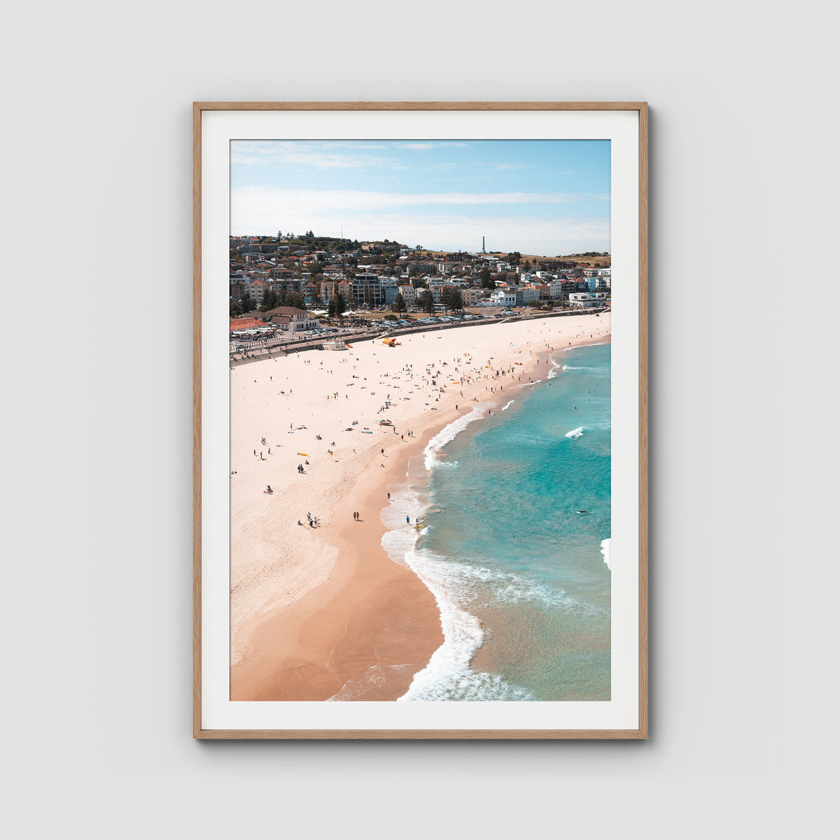 Bondi Beach - Sydney - Art Print - Traditional Frame - Raw Oak - Portrait