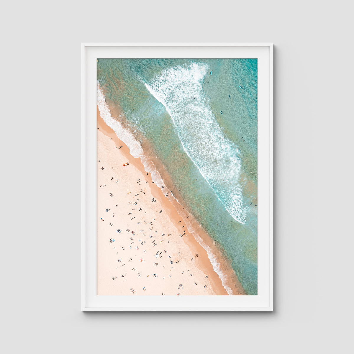 Bondi Beach Top Down - Sydney - Art Print - Traditional Frame - White - Portrait