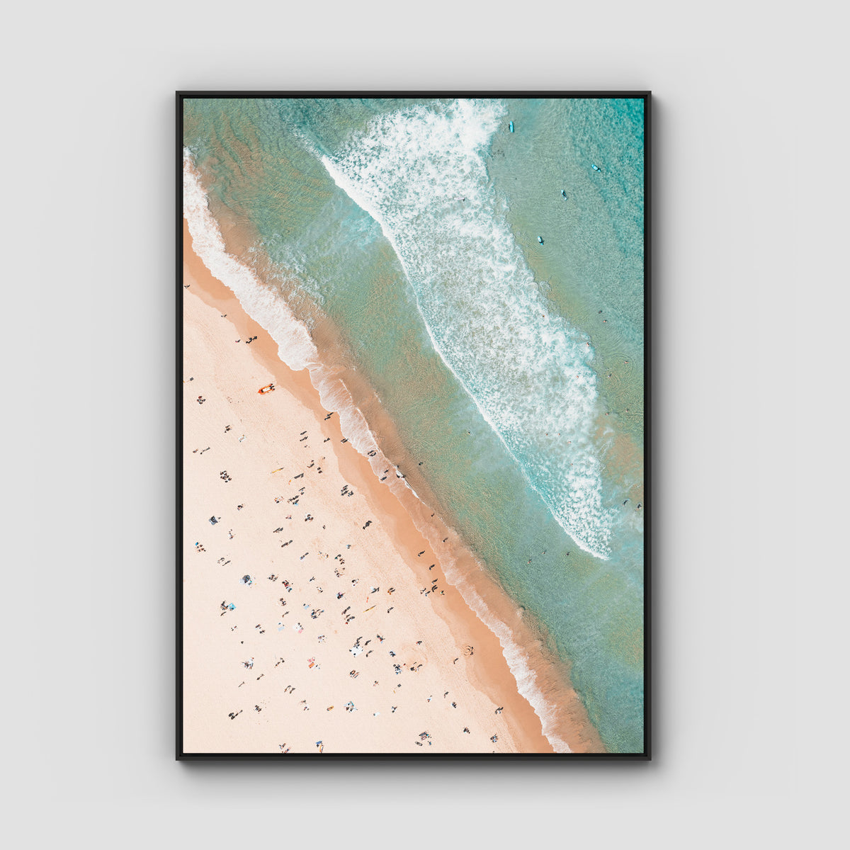 Bondi Beach Top Down - Sydney - Art Print - Float Frame Canvas - Black - Portrait