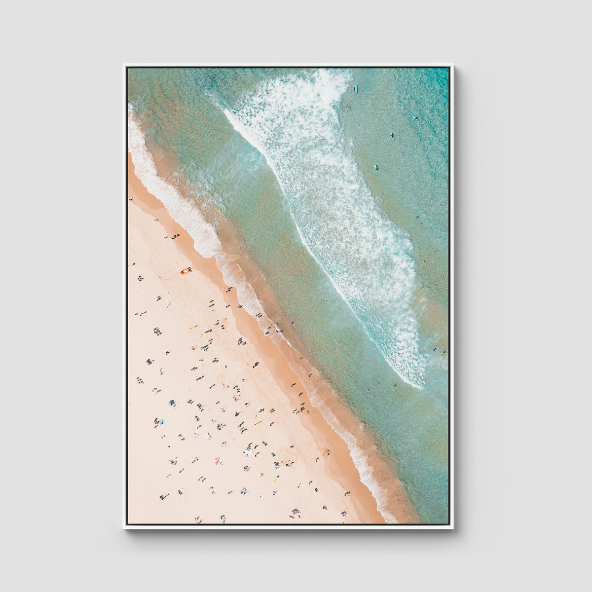 Bondi Beach Top Down - Sydney - Art Print - Float Frame Canvas - White - Portrait
