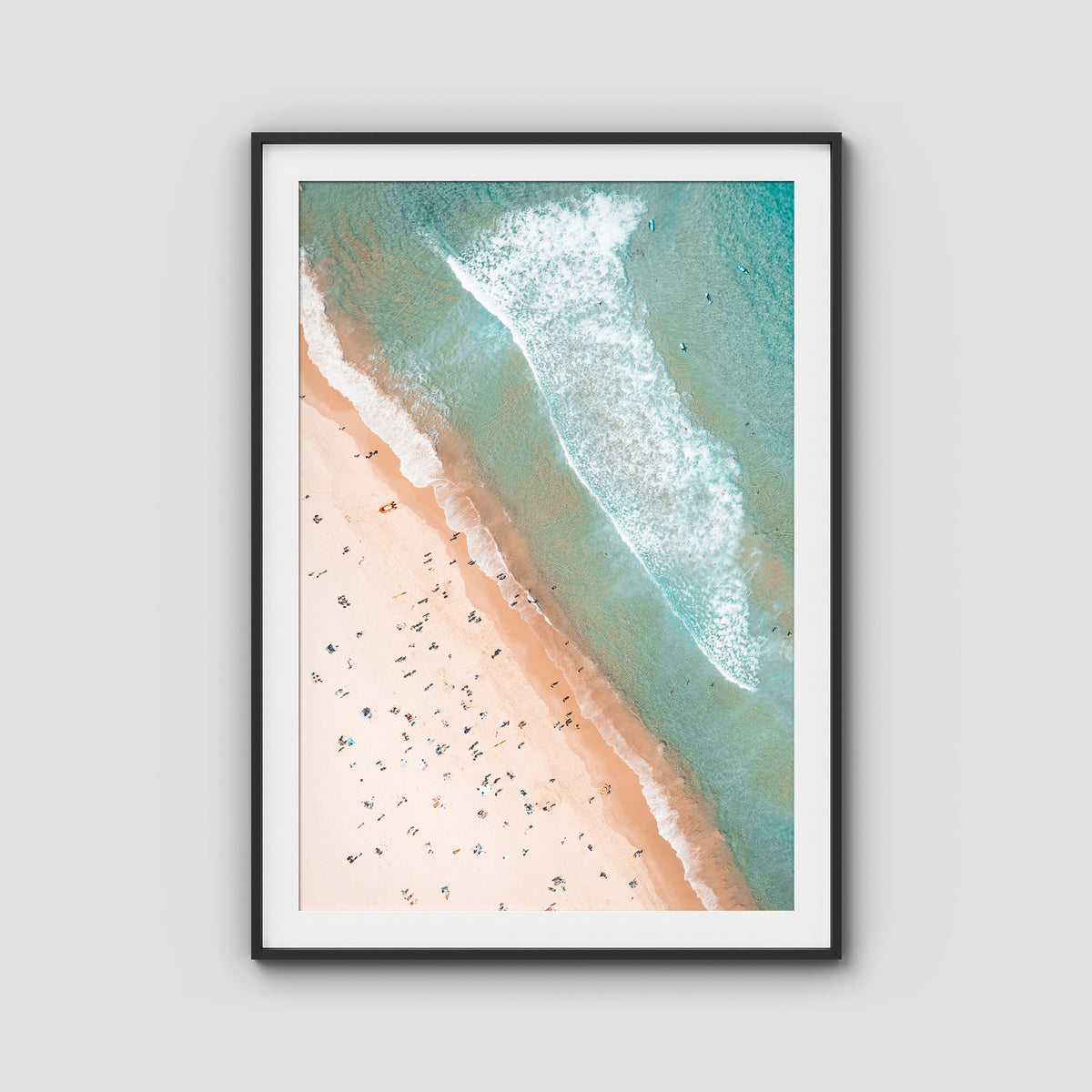 Bondi Beach Top Down - Sydney - Art Print - Traditional Frame - Black - Portrait