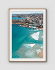 Bondi Beach High Aerial - Sydney - Art Print - Traditional Frame - Raw Oak - Portrait