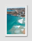Bondi Beach High Aerial - Sydney - Art Print - Traditional Frame - White - Portrait