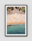 Coogee Beach Aerial – High Altitude Ocean Print - Traditional Frame - Black - Portrait