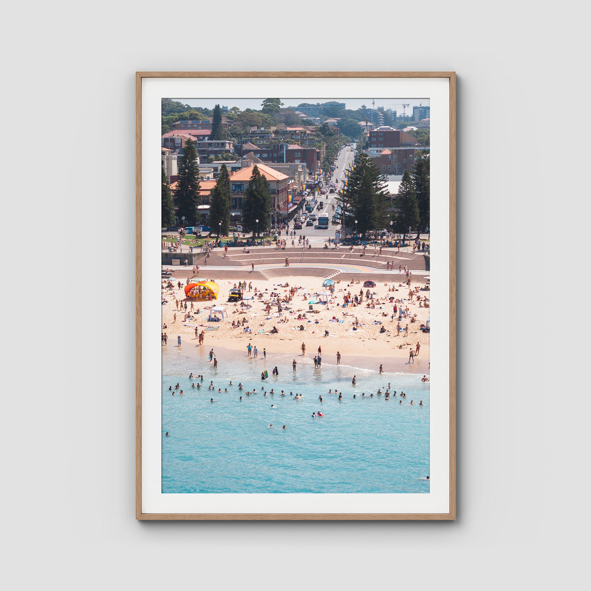 Coogee Beach – Horizon of Motion Print - Traditional Frame - Raw Oak - Portrait
