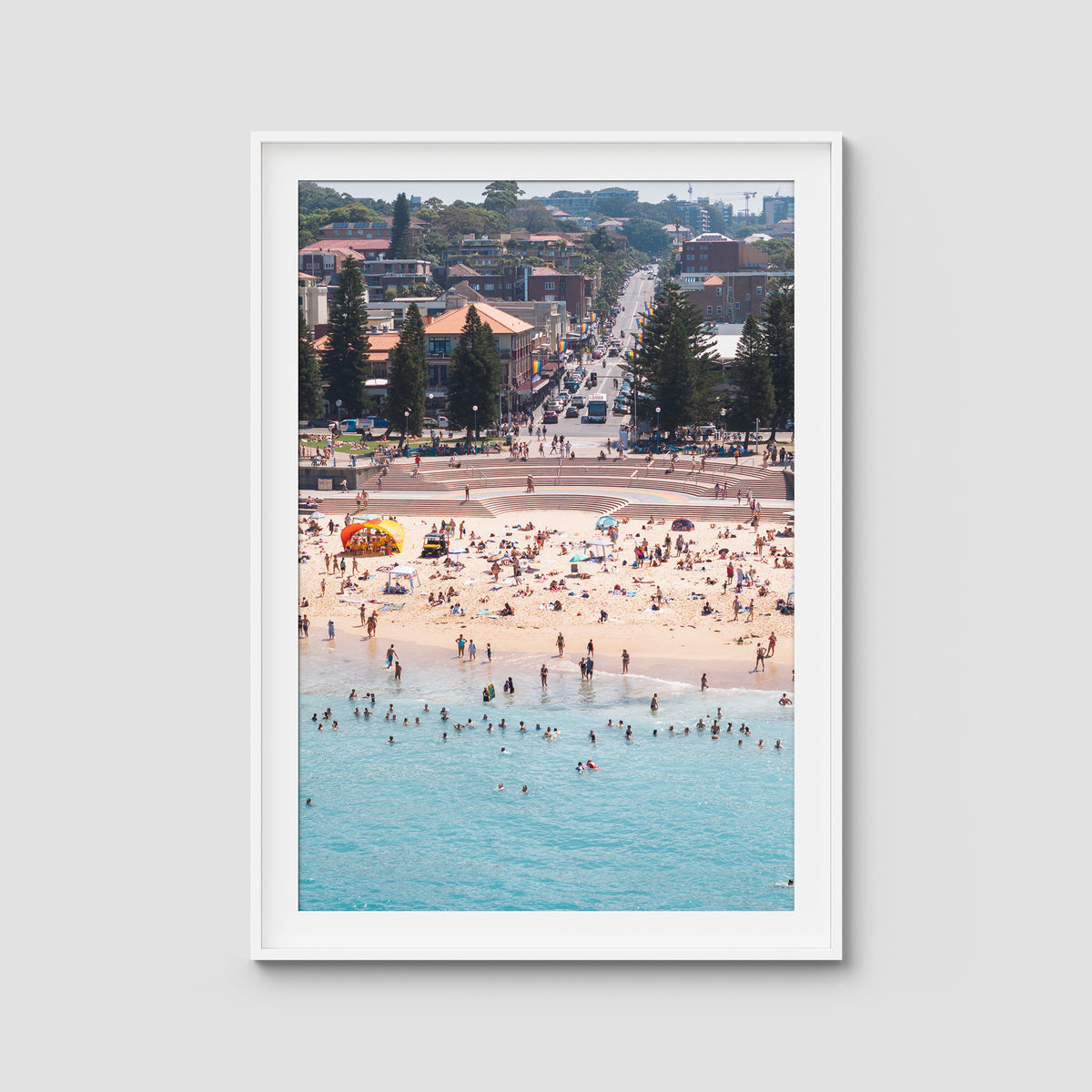 Coogee Beach – Horizon of Motion Print - Traditional Frame - White - Portrait
