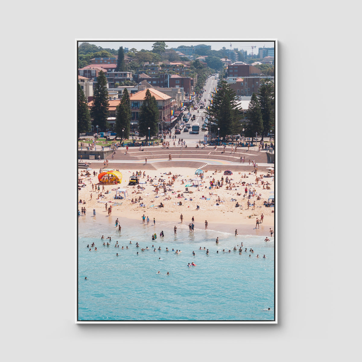 Coogee Beach – Horizon of Motion Print - Float Frame Canvas - White - Portrait