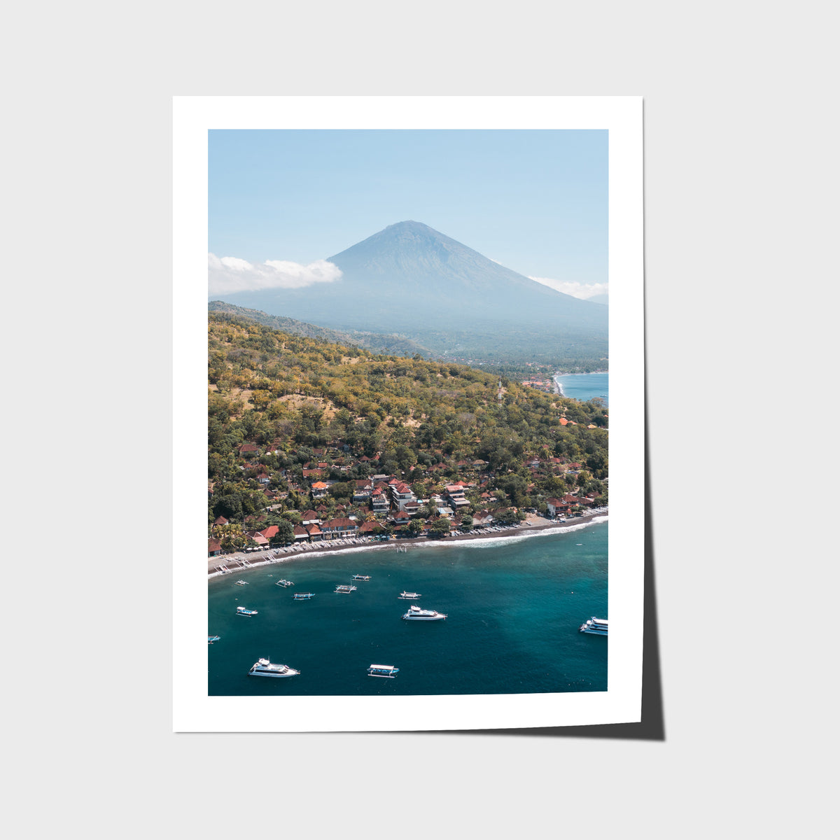 Amed &amp; Mount Agung ii - Art Print - Fine Art Paper - Unframed Print - Portrait