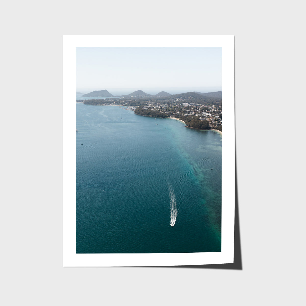 Port Stephens High Aerial - Art Print - Fine Art Paper - Unframed Print - Portrait