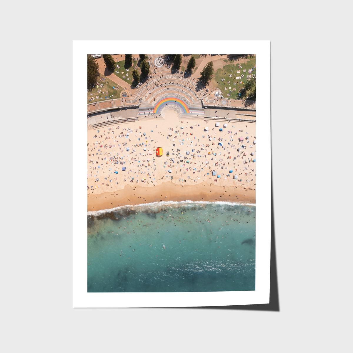 Coogee Beach Aerial – High Altitude Ocean Print - Fine Art Paper - Unframed Print - Portrait