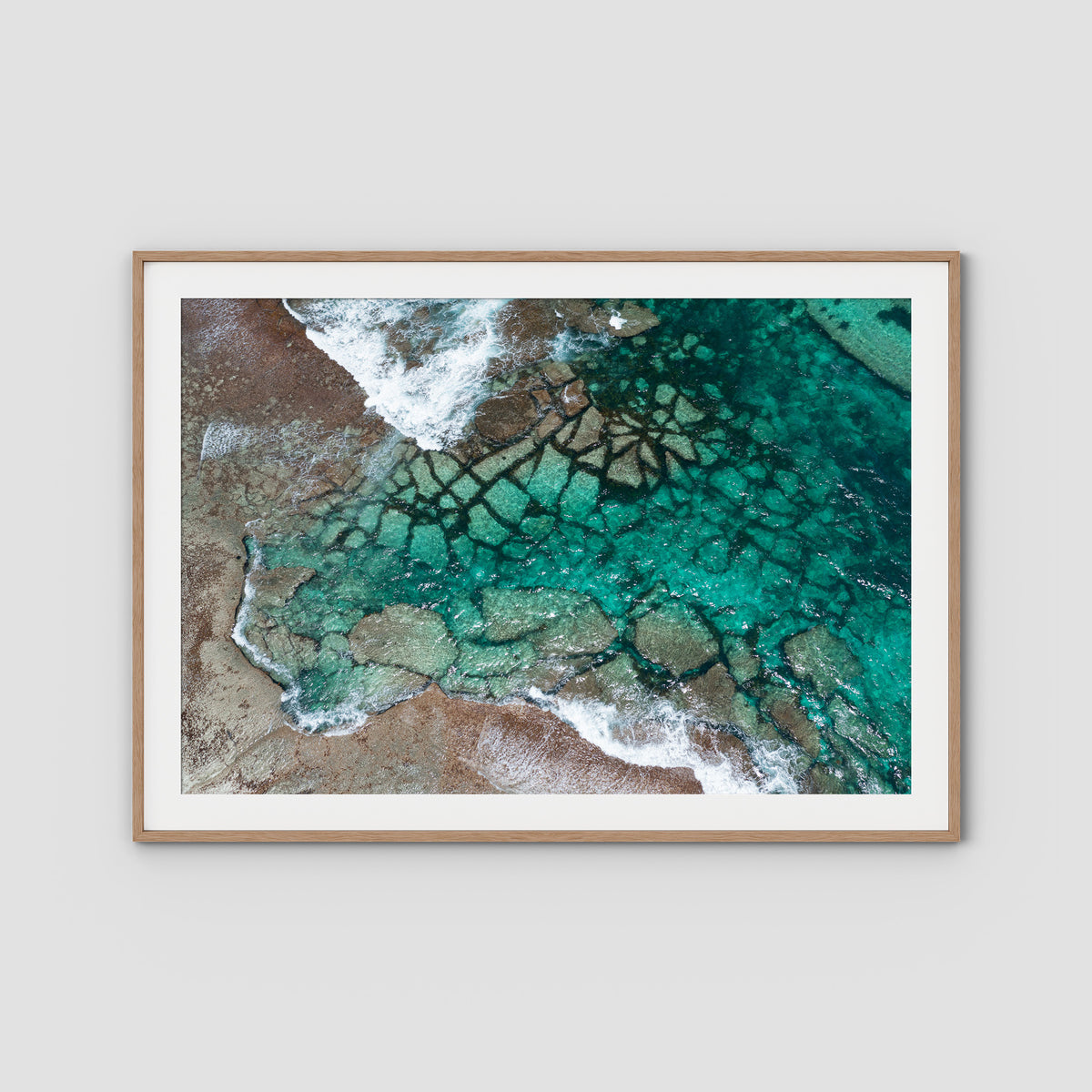 Strickland Bay Rocks - Art Print - Traditional Frame - Raw Oak - Landscape