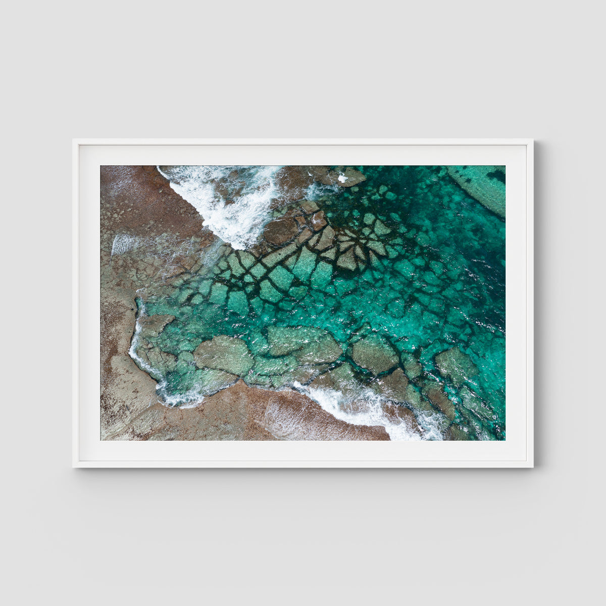 Strickland Bay Rocks - Art Print - Traditional Frame - White - Landscape