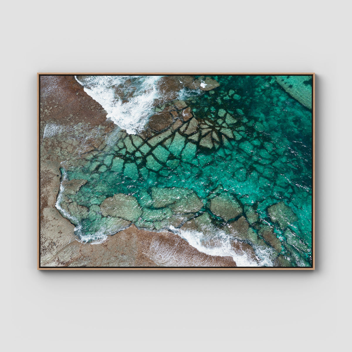 Strickland Bay Rocks - Art Print - Float Frame Canvas - Raw Oak - Landscape