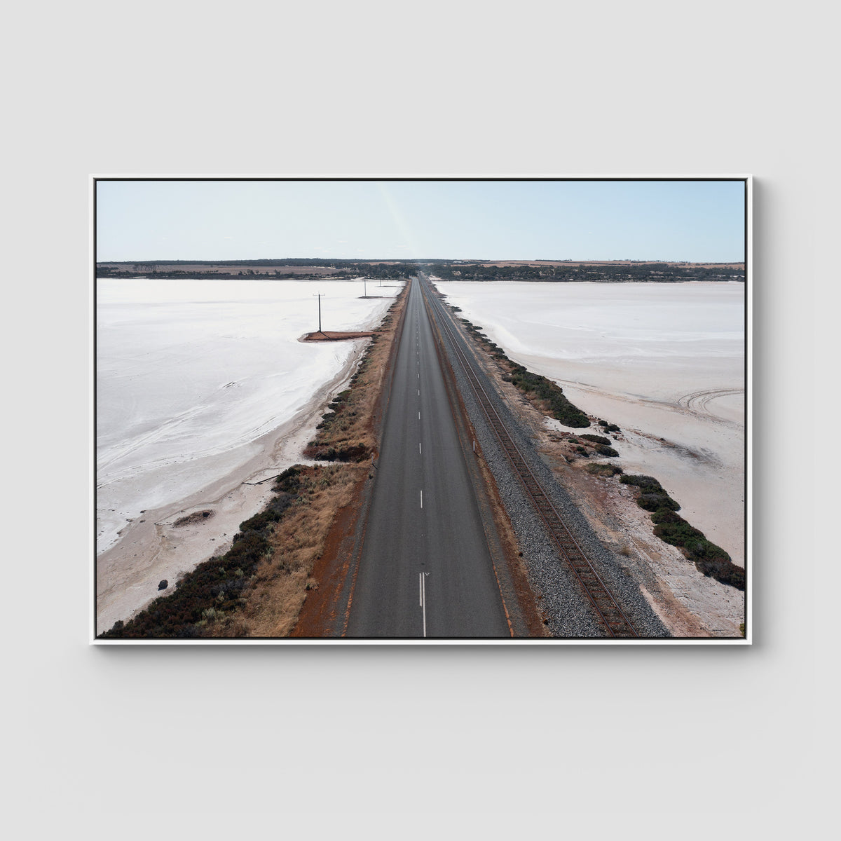 Salt Lake Road Desolation - Art Print - Float Frame Canvas - White - Landscape