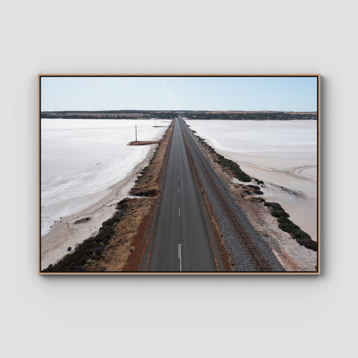Salt Lake Road Desolation - Art Print - Float Frame Canvas - Raw Oak - Landscape