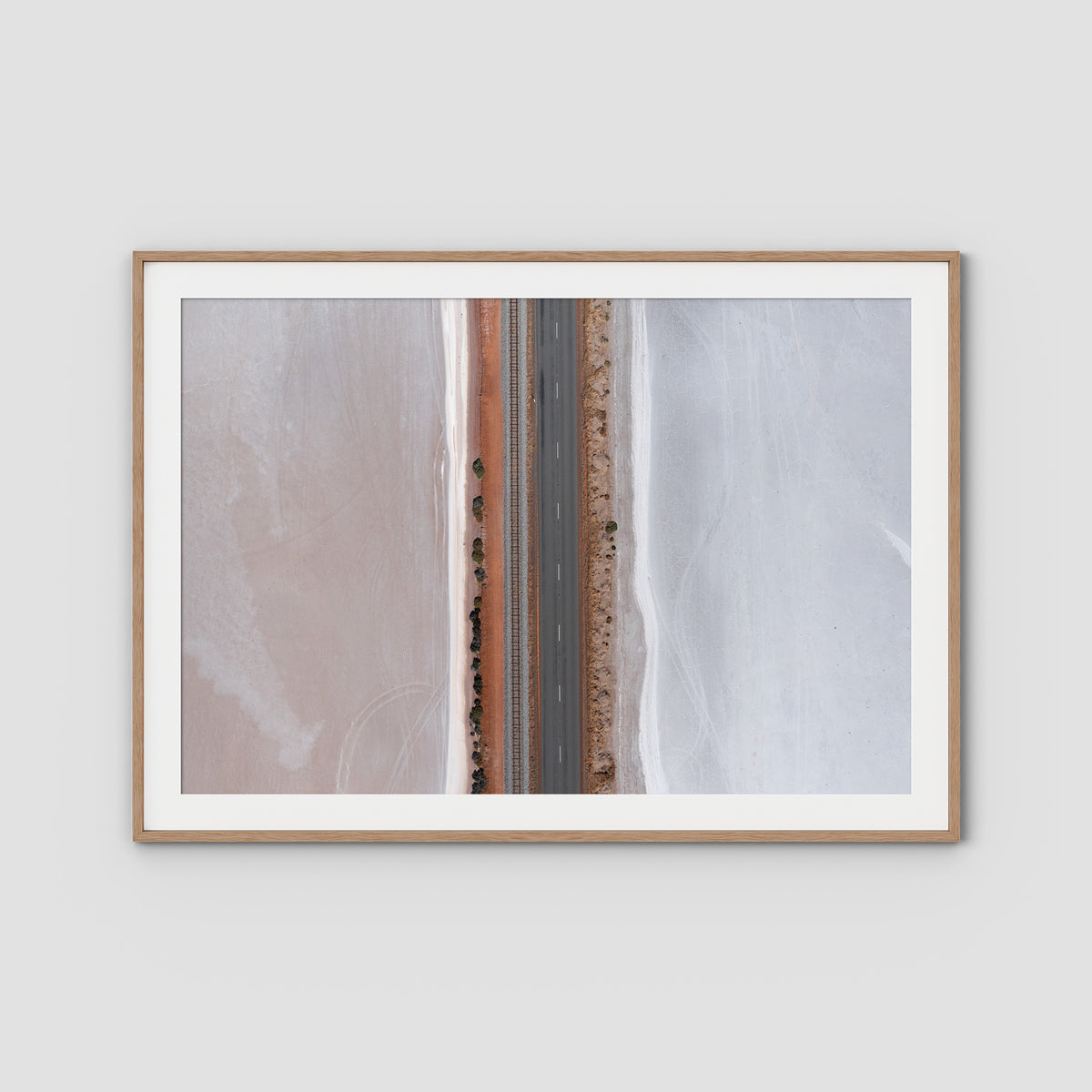 West Oz Salt Lake ii - Art Print - Traditional Frame - Raw Oak - Landscape