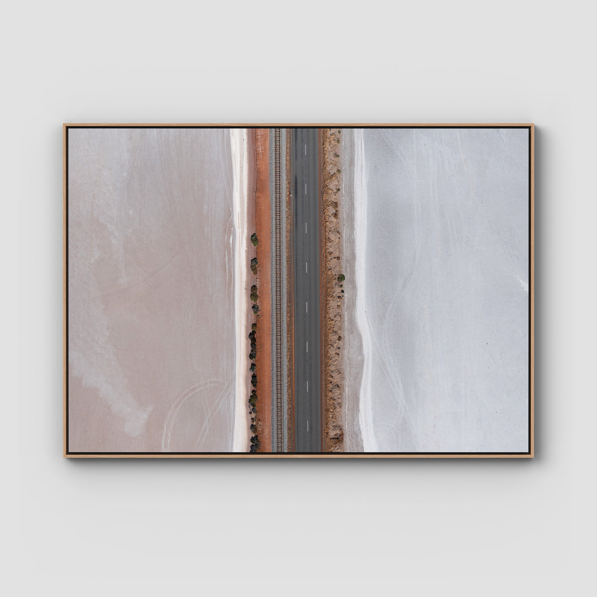 West Oz Salt Lake ii - Art Print - Float Frame Canvas - Raw Oak - Landscape