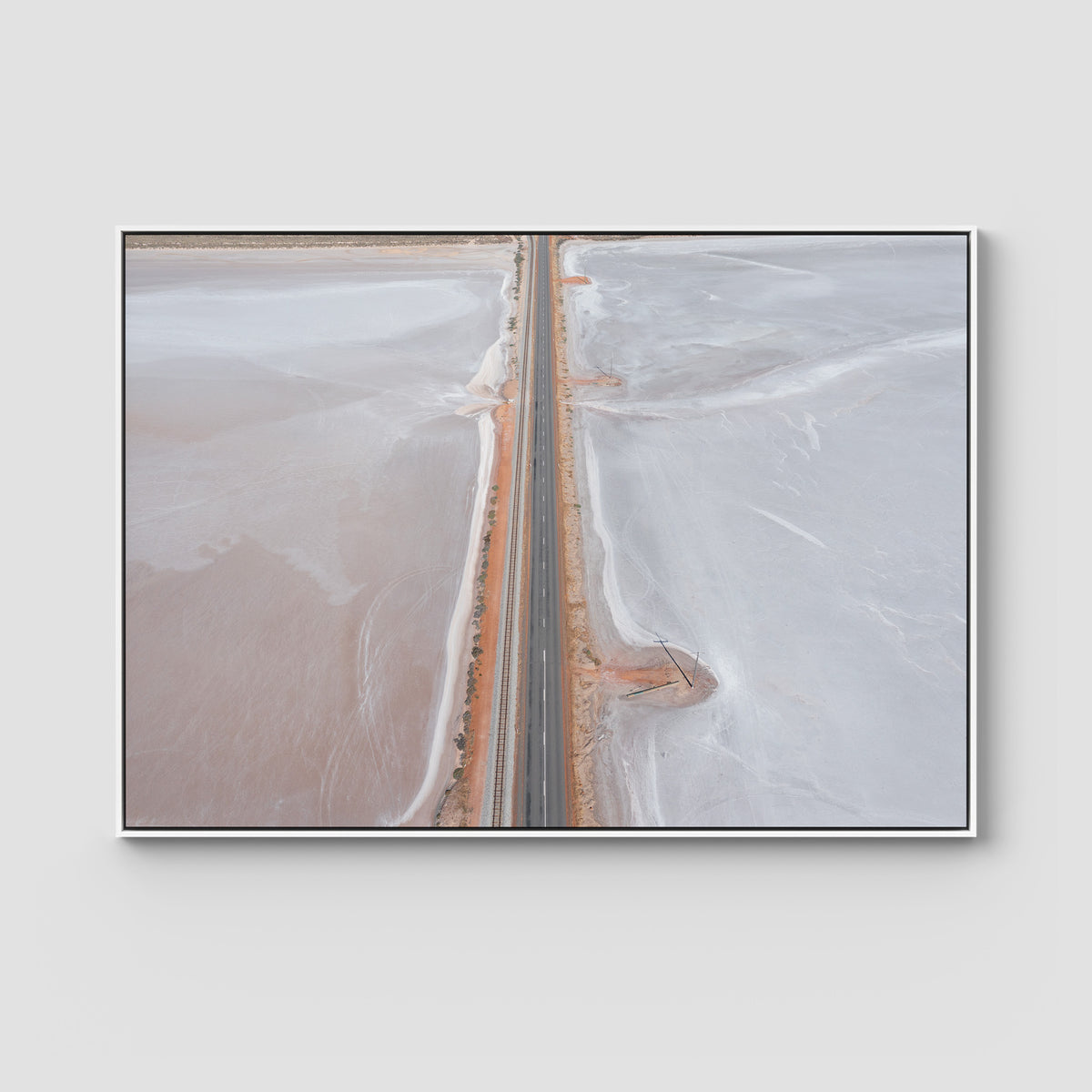 West Oz Salt Lake - Art Print - Float Frame Canvas - White - Landscape