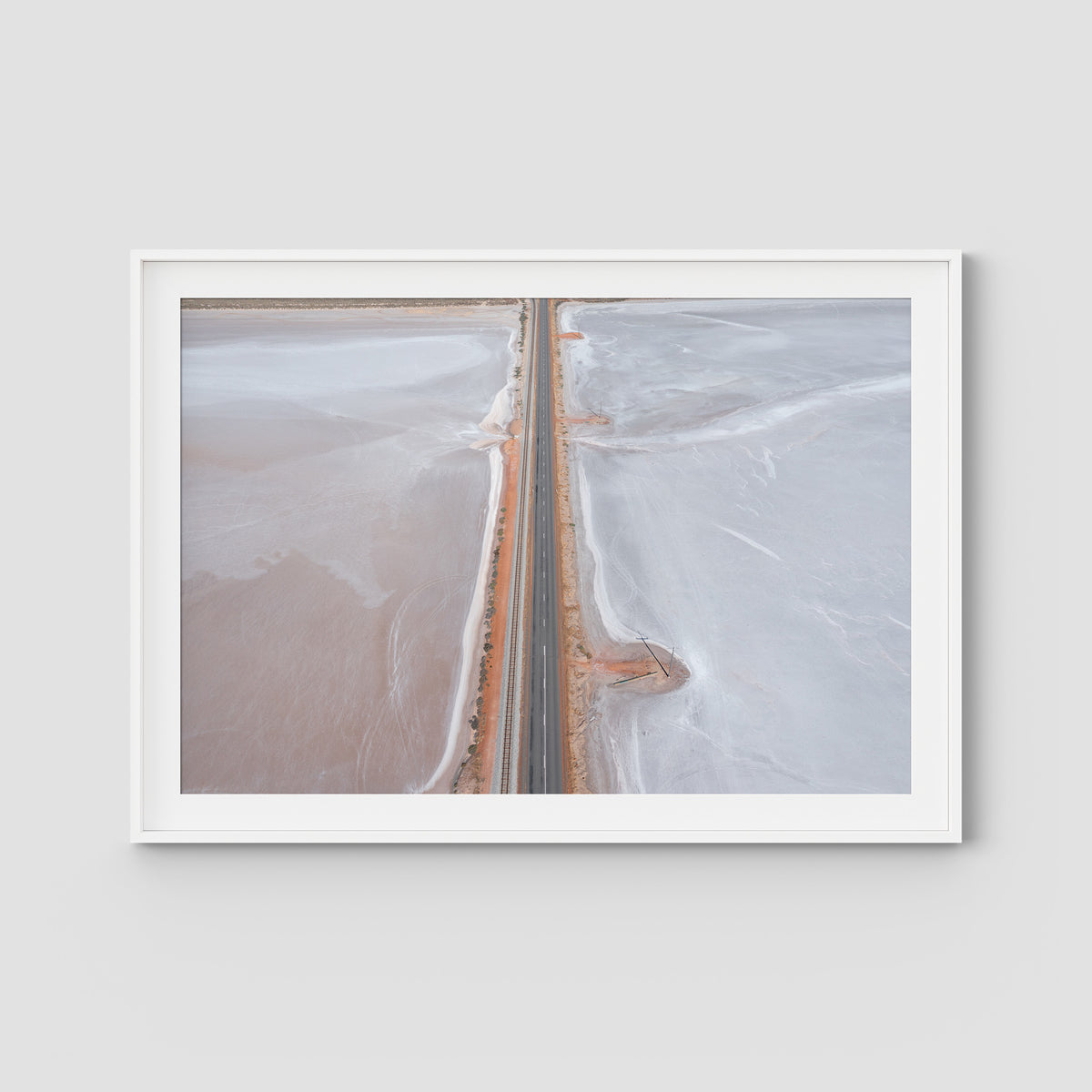 West Oz Salt Lake - Art Print - Traditional Frame - White - Landscape