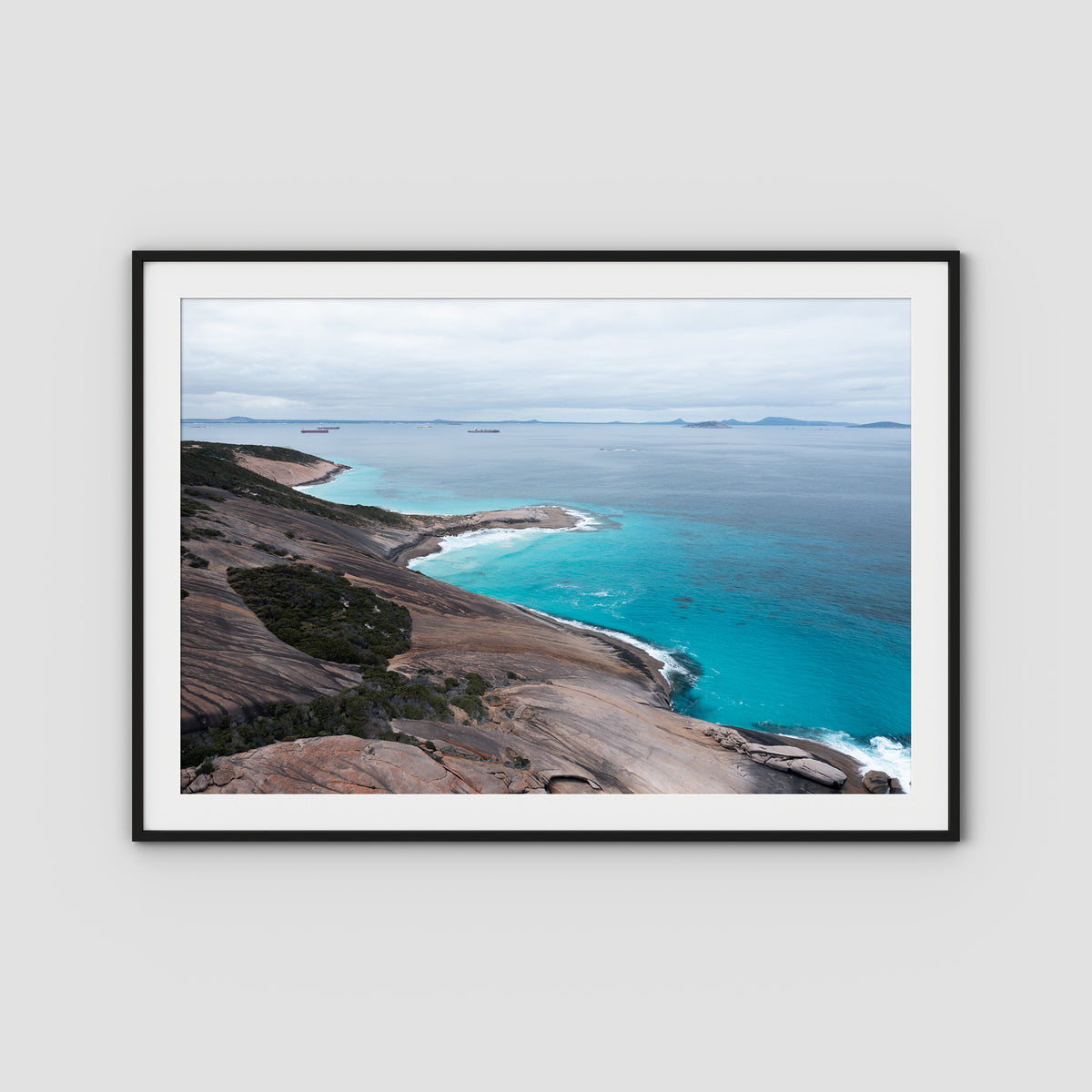 West Beach Coastline - Esperance - Art Print - Traditional Frame - Black - Landscape