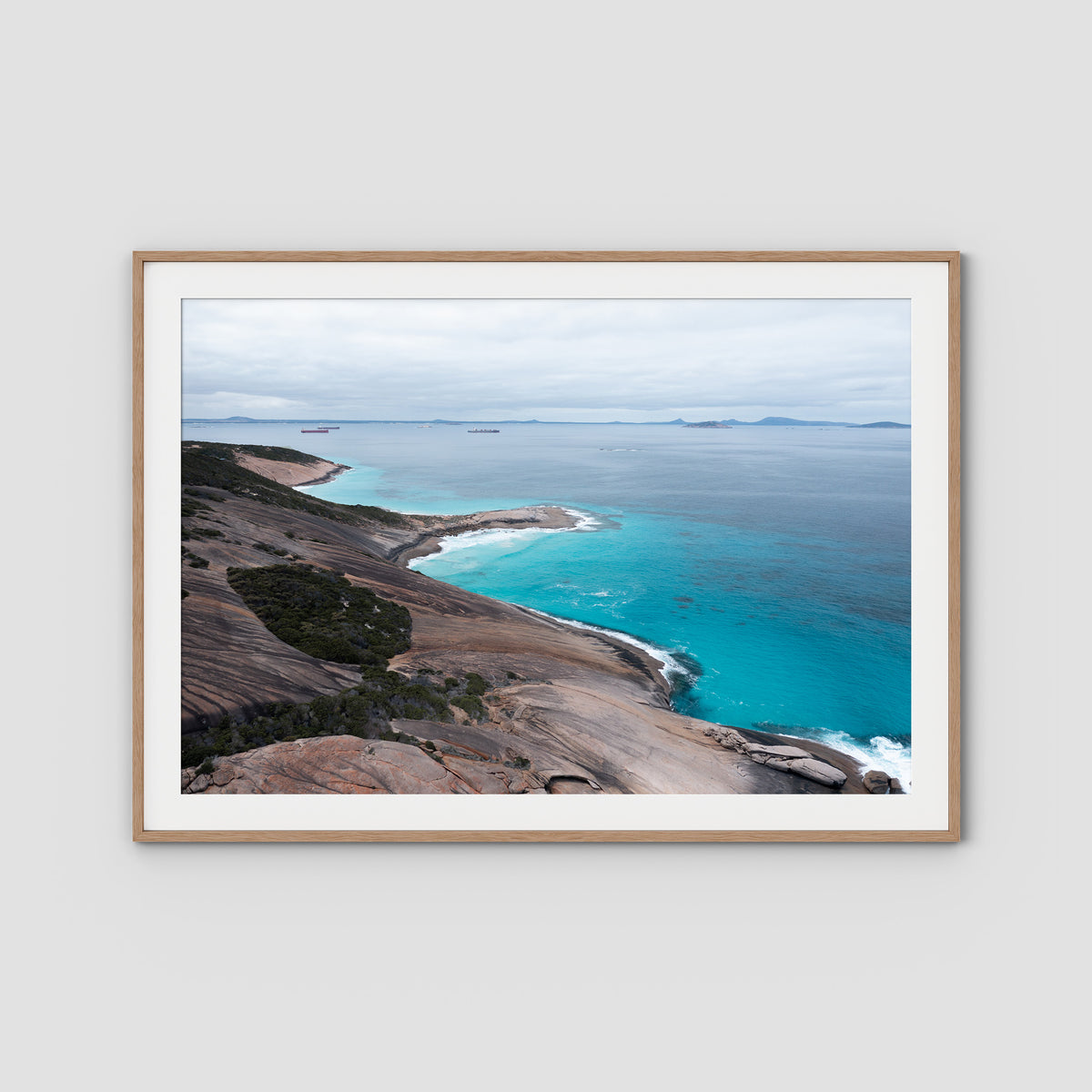 West Beach Coastline - Esperance - Art Print - Traditional Frame - Raw Oak - Landscape