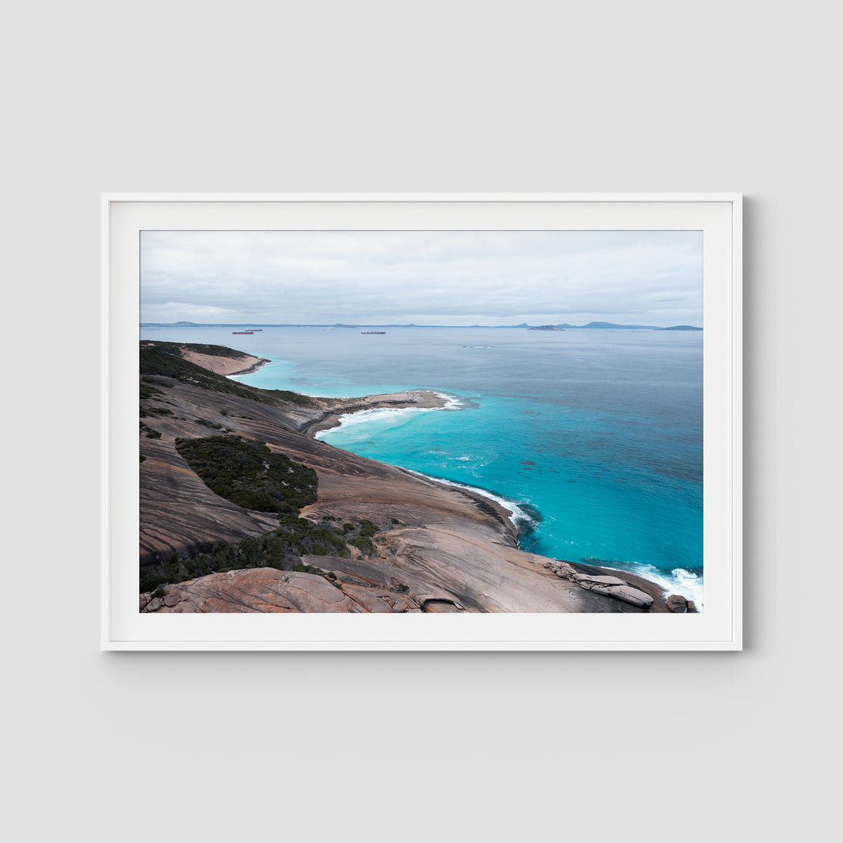 West Beach Coastline - Esperance - Art Print - Traditional Frame - White - Landscape
