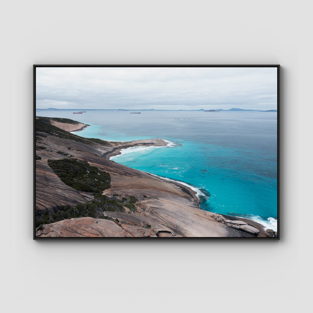 West Beach Coastline - Esperance - Art Print - Float Frame Canvas - Black - Landscape