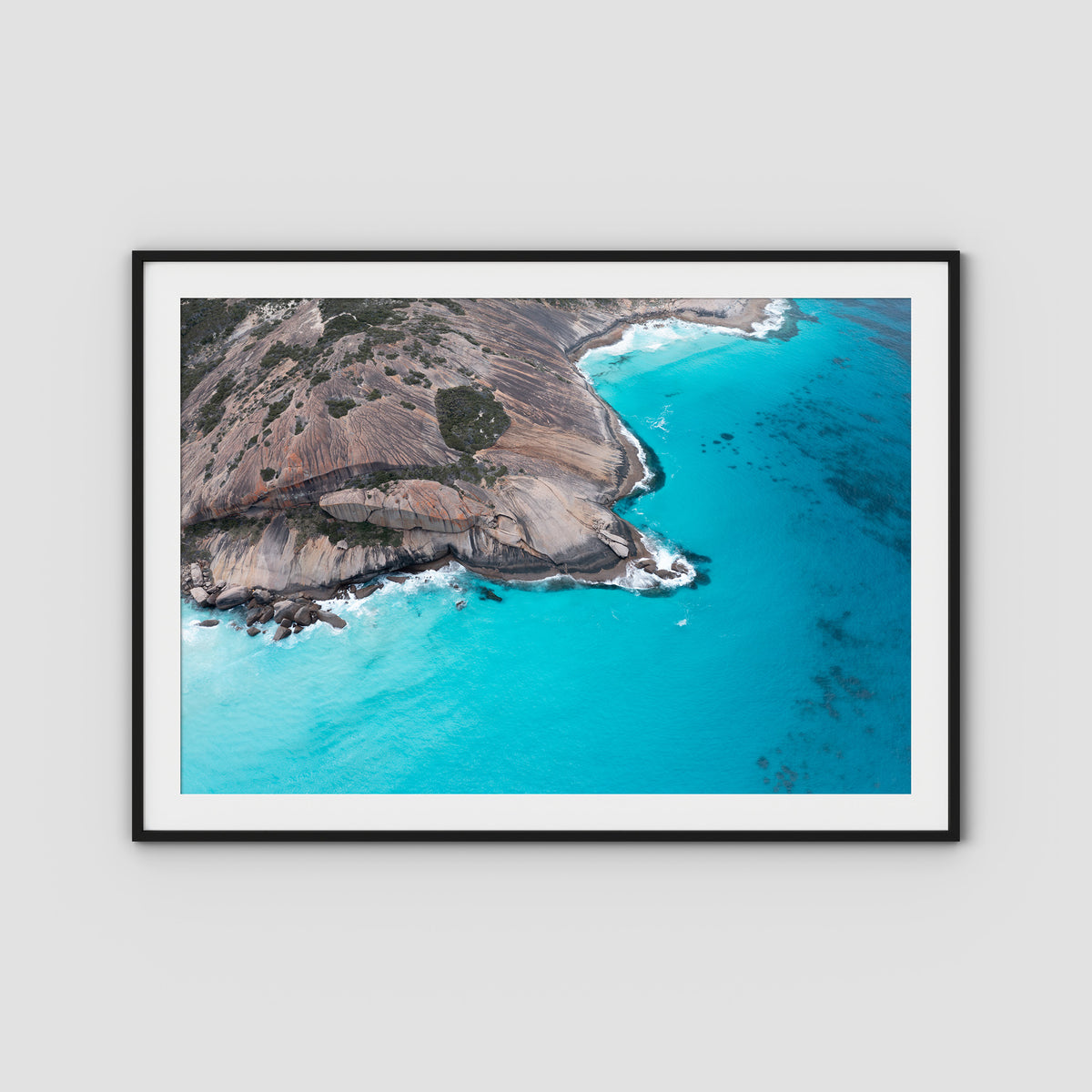 West Beach Rocky Blues - Esperance - Art Print - Traditional Frame - Black - Landscape