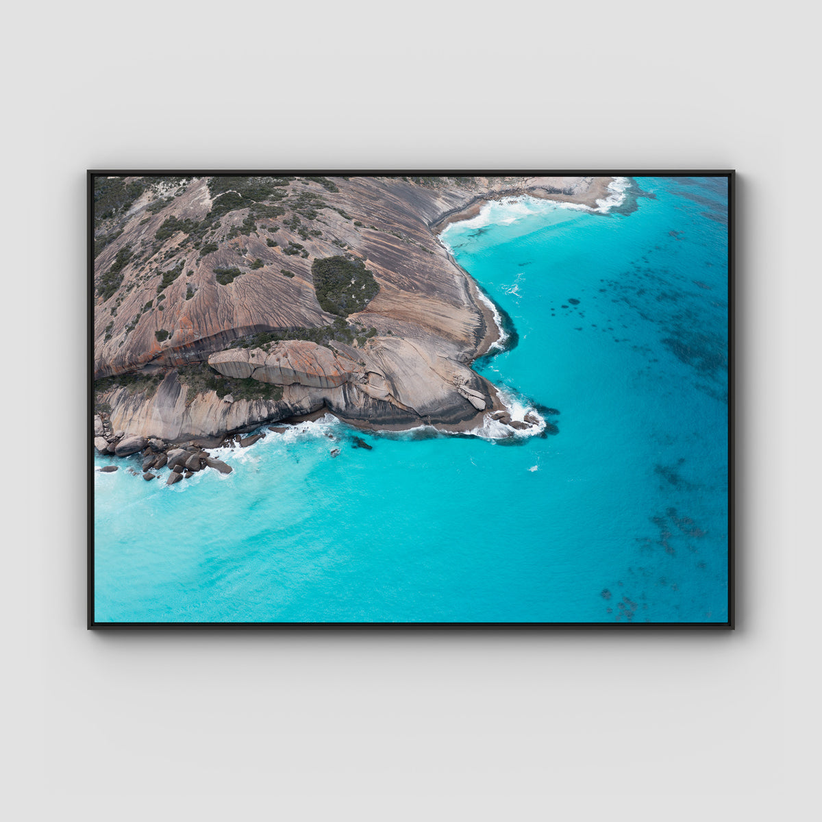West Beach Rocky Blues - Esperance - Art Print - Float Frame Canvas - Black - Landscape