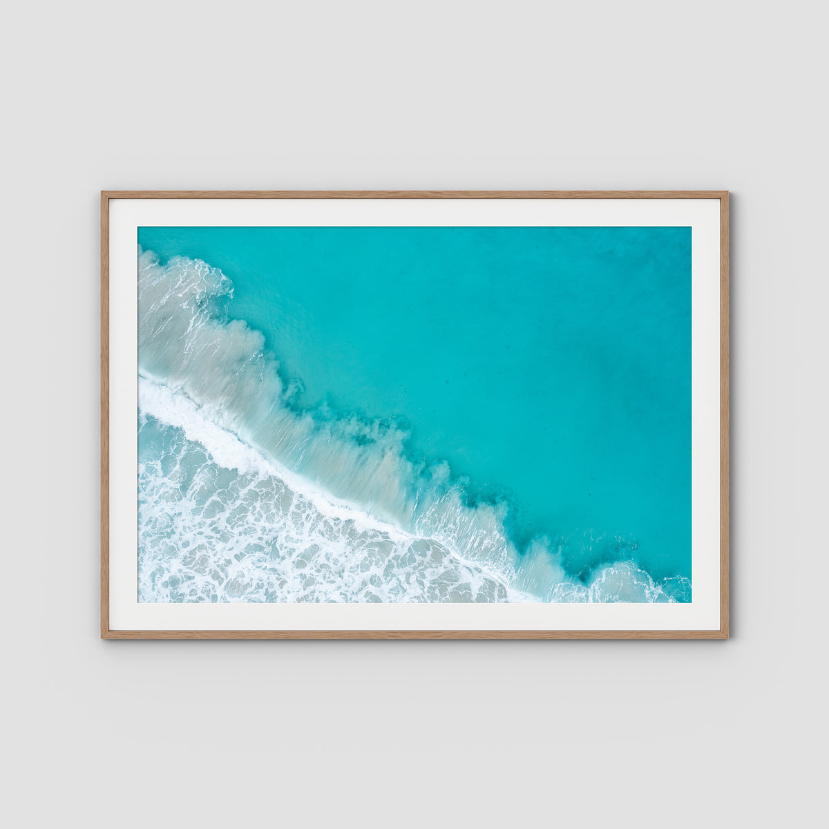 West Beach White Wash ii - Esperance - Art Print - Traditional Frame - Raw Oak - Landscape