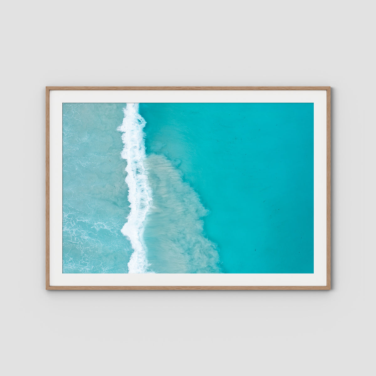 West Beach White Wash iii - Esperance - Art Print - Traditional Frame - Raw Oak - Landscape