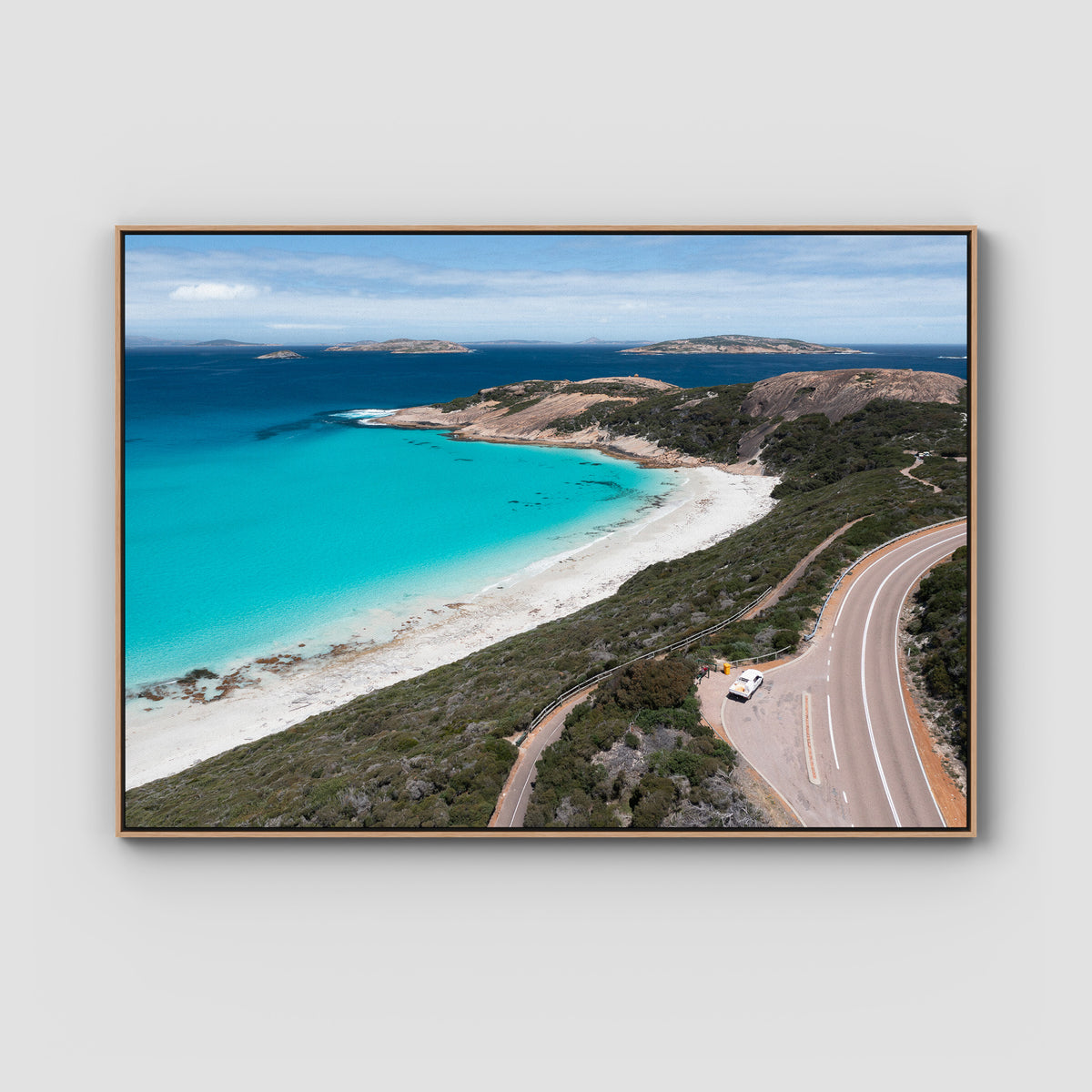 Twilight Beach Road - Esperance - Art Print - Float Frame Canvas - Raw Oak - Landscape