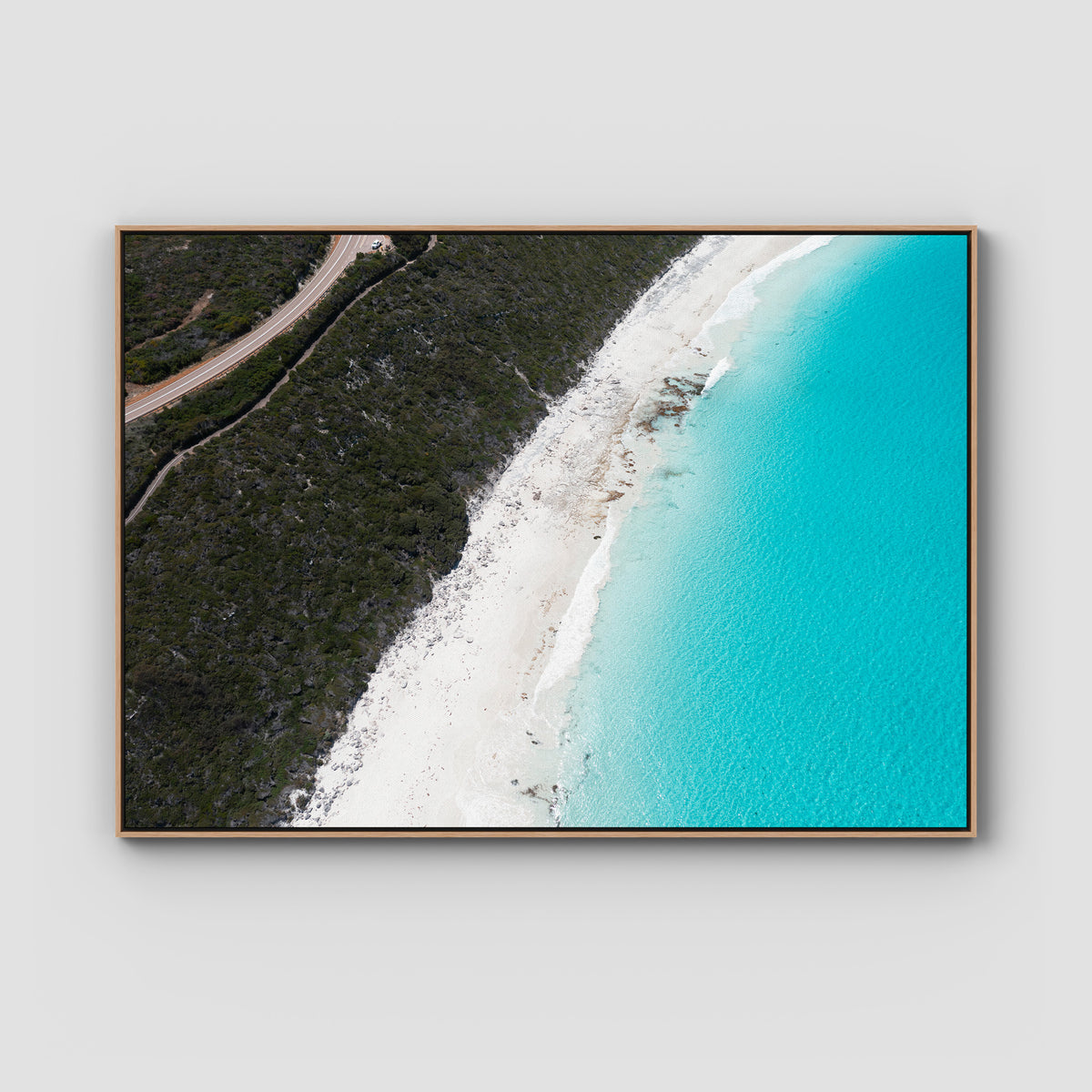 Blue Haven Lines - Esperance - Art Print - Float Frame Canvas - Raw Oak - Landscape