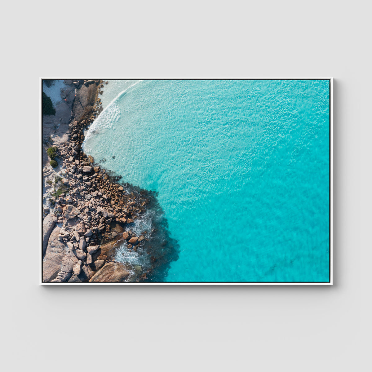 Twilight Beach Top Down - Esperance - Art Print - Float Frame Canvas - White - Landscape