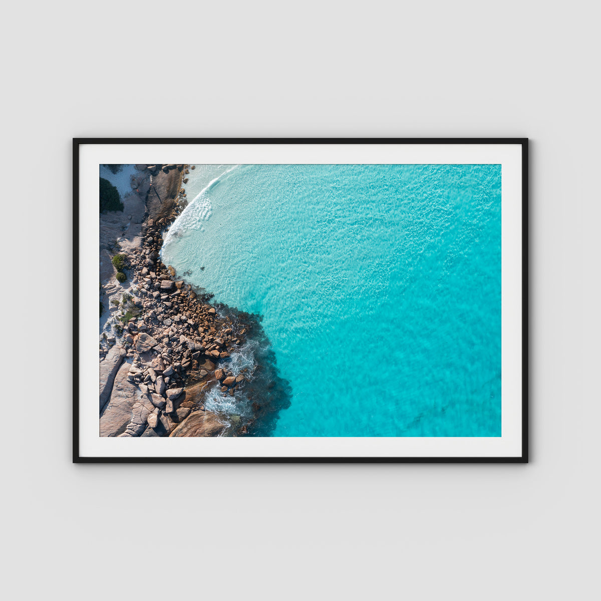 Twilight Beach Top Down - Esperance - Art Print - Traditional Frame - Black - Landscape