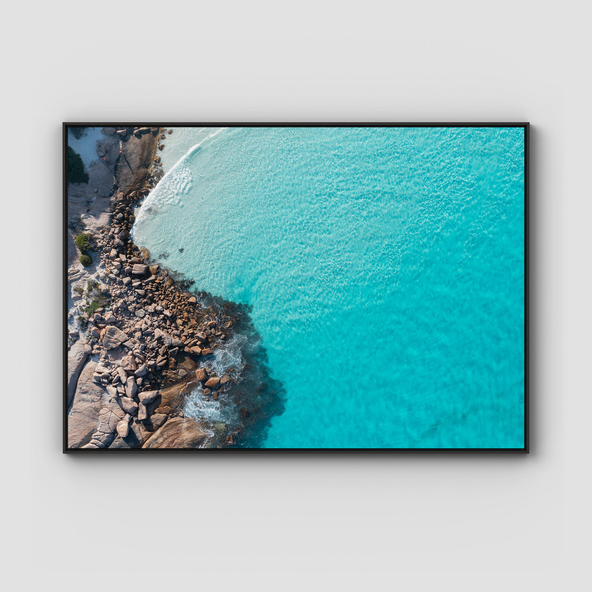 Twilight Beach Top Down - Esperance - Art Print - Float Frame Canvas - Black - Landscape