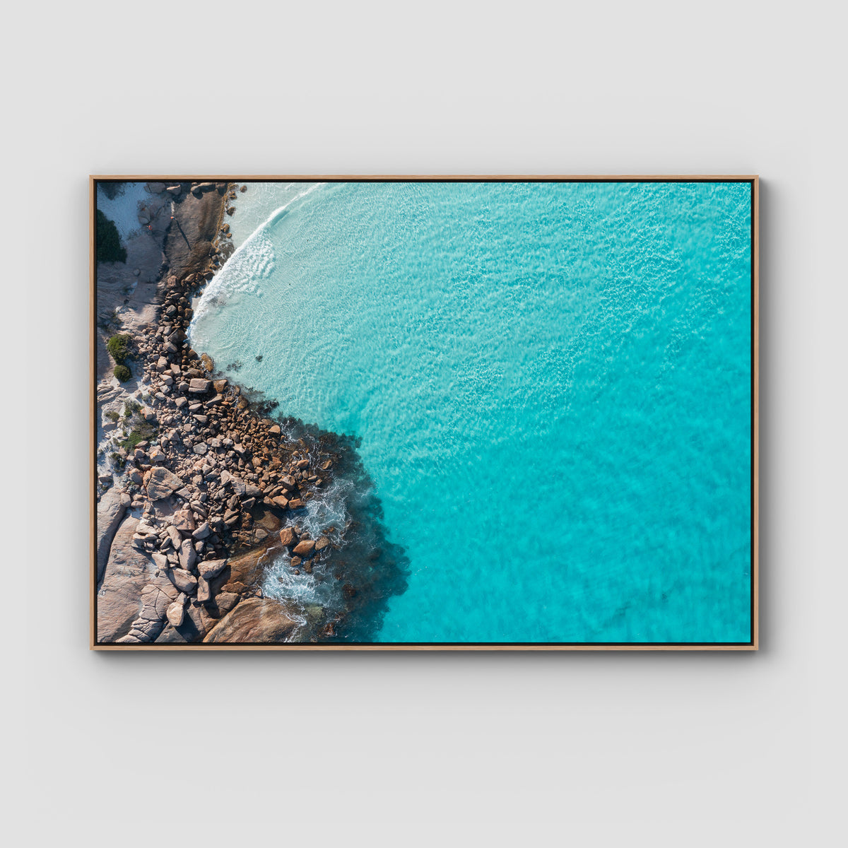 Twilight Beach Top Down - Esperance - Art Print - Float Frame Canvas - Raw Oak - Landscape