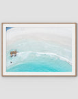 Twilight Beach Blue & White - Art Print - Traditional Frame - Raw Oak - Landscape