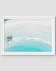 Twilight Beach Blue & White - Art Print - Traditional Frame - White - Landscape